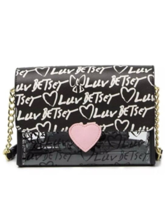 Betsey Johnson Handbags - LUV Betsey by Betsey Johnson Designer Crossbody Bag Clear Black All Over‎ Print